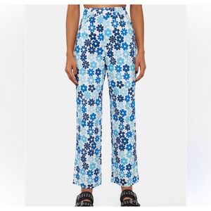 Free People X Another Girl Blue Floral High Waisted Cropped Jeans Boho Size XS